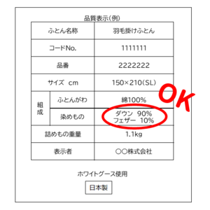 品質表示例